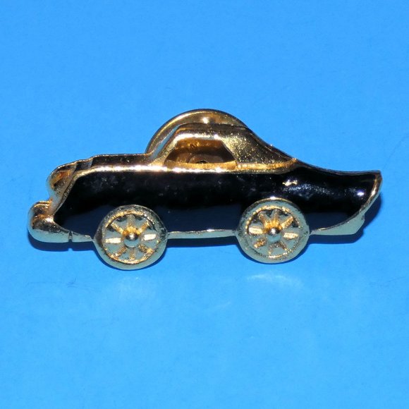 Vintage Ruth's Designs Car Brooch Pin Automobile Vehicle Black Enamel Gold Tone - Picture 1 of 6